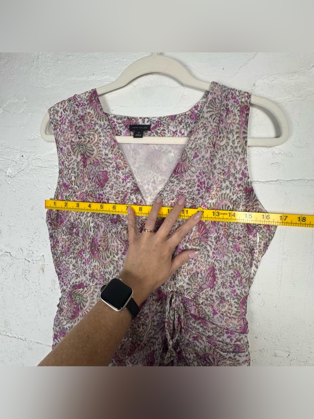 ANN TAYLOR ORCHID GLOW FLORAL RUCHED FLARE MIDI DRESS SZ 6 P - Picture 4 of 16